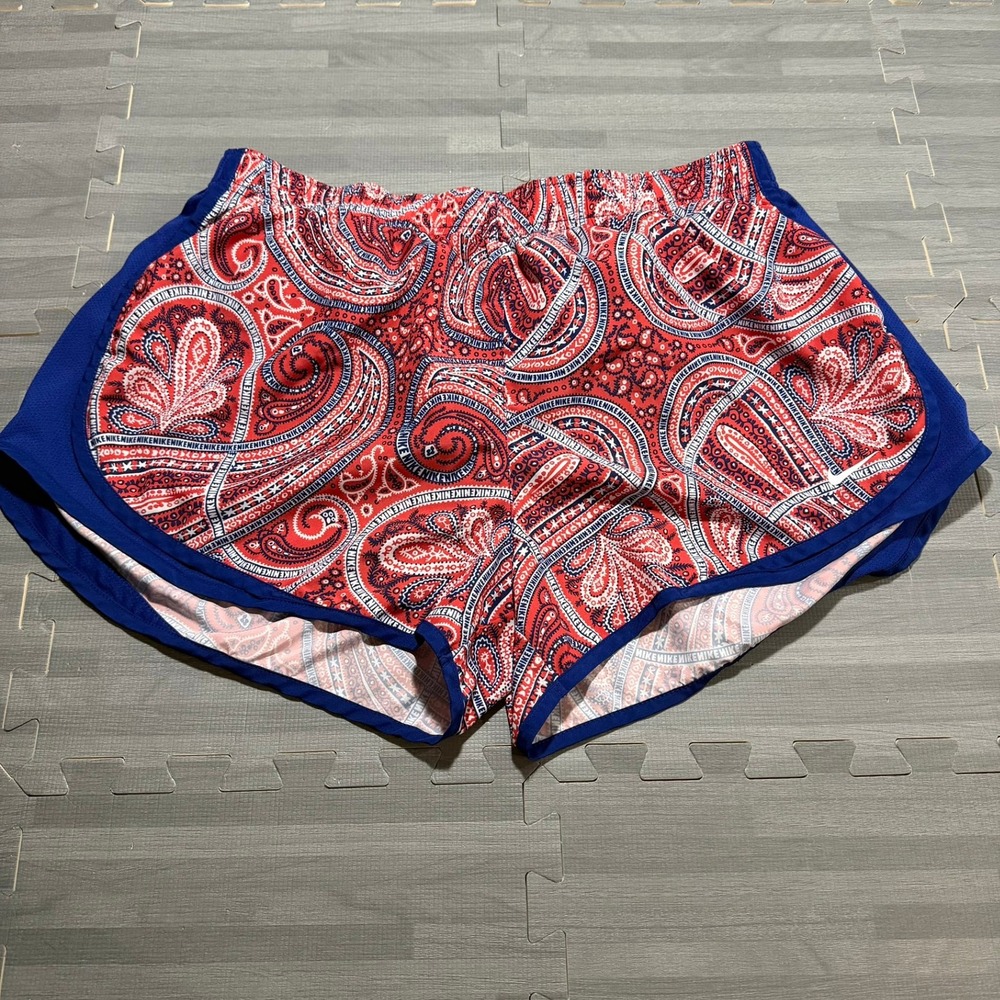 Nike Dri-FIT Paisley Running Shorts Size XL Red Blue